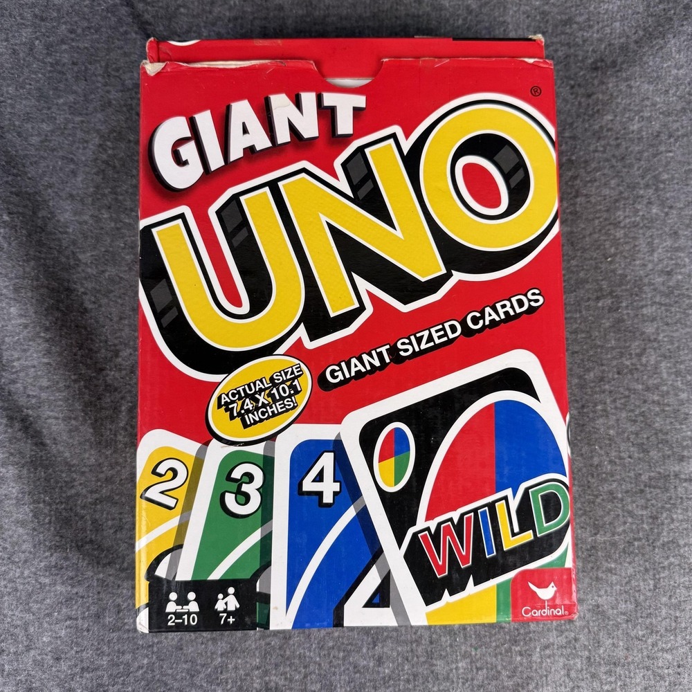Giant UNO Card Game Giant Sized Cards Cardinal Red 2-10 Players 7.4x10 In‎